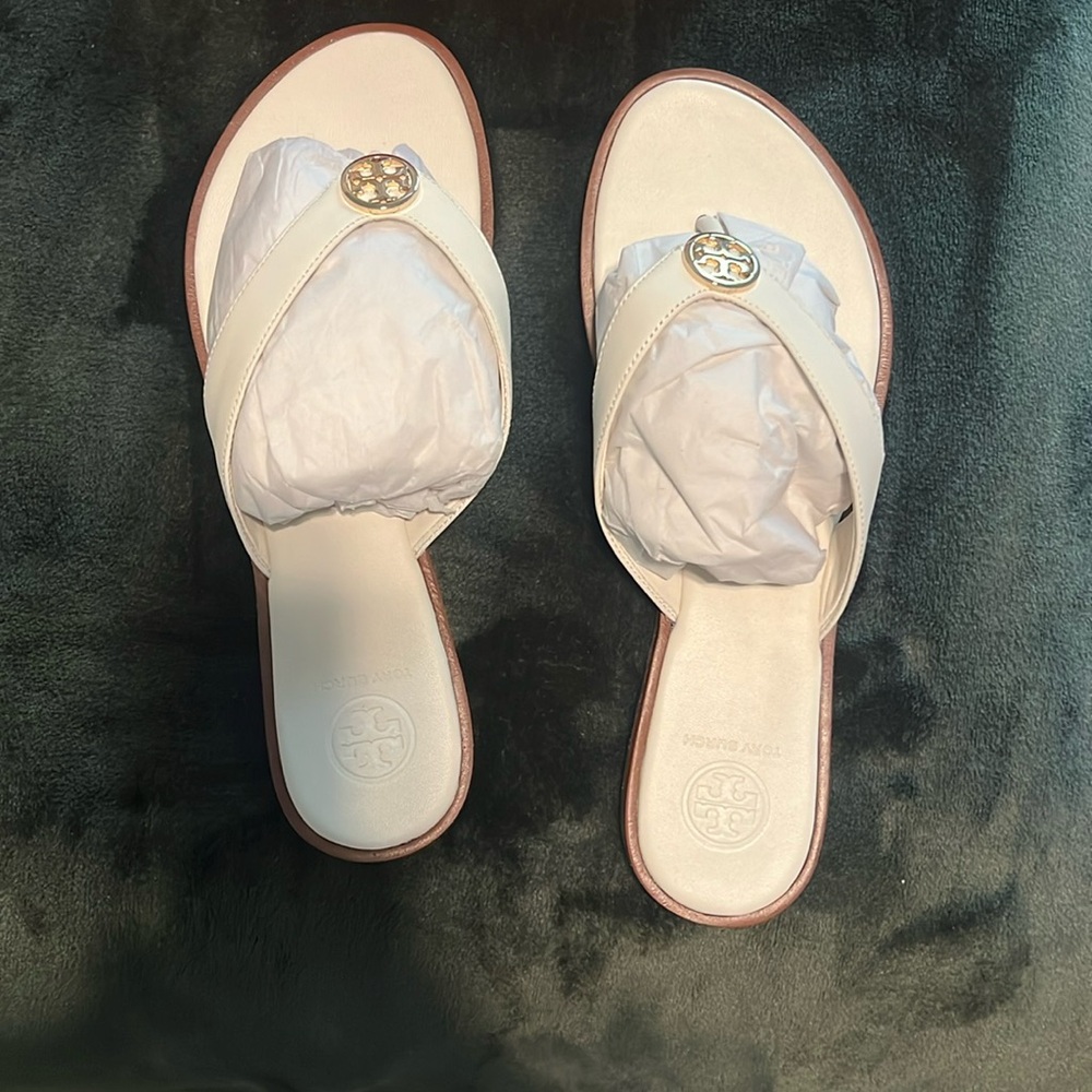 Tory Burch white leather sandals